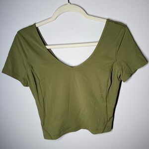 Olive Green V-Neck Women's Top